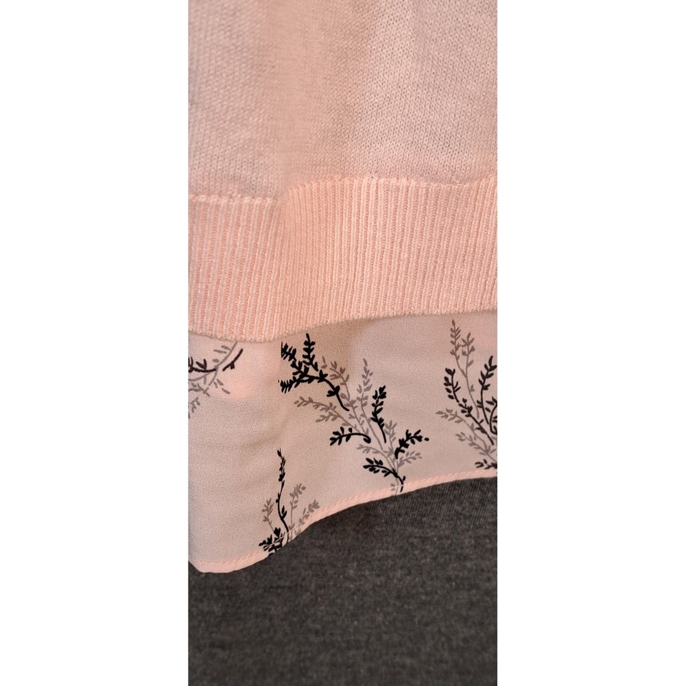 Loft Plus Pink Mixed Media Floral Back Short Sleeve Sweater Top 16/18 493637 - Picture 8 of 8
